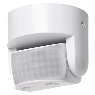Immagine di EMOS G1240 Rilevatore di Movimento a infrarossi IP65 per Uso Interno ed Esterno, Angolo 180, Campo rilevamento 12 m, sensibilità 3 2000 Lux, Anche Il Montaggio in Superficie, Bianco