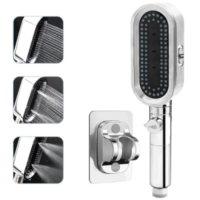 Immagine di Soffione Doccia Anticalcare con Filtro 3 Tipi di Getto Alta Pressione, Doccino Pressurizzato Risparmio Idric Per Universale Dimensione Collegare,1 pcs Argenteo