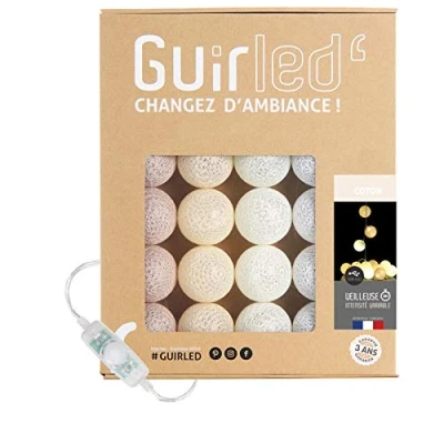 Immagine di Guirled Guirlanda luminoso a LED per batuffoli di Cotone USB Luce notturna bambini 2h Alimentatore doppio 2A incluso 3 intensità 32 sfere 3,2m