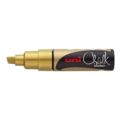 Immagine di uni ball Chalk PWE 8K Pennarello con Punta a scalpello, Colore Oro, 8 mm, PWE8KOR