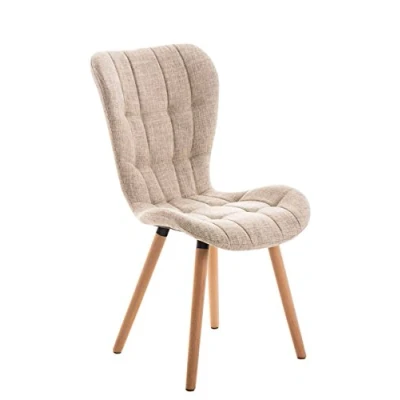 Immagine di CLP Sedia Chic da Sala Pranzo ELDA in Tessuto Design per Salotto, Imbottita e Trapuntata I Tavolo con 4 Gambe Legno Sedia, Colore:crema