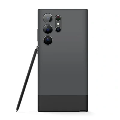 Immagine di elago Cover Glide Compatibile con Samsung Galaxy S23 Ultra Custodia, Ritagli Precisi Fotocamera, Copertura Antiurto, Tecnologie Ibride PC+TPU, Design Completa (Grigio Scuro+Nero)