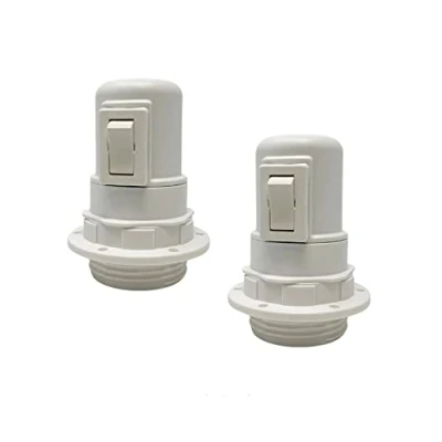 Immagine di HALOTEC Pack 2 Portalampade Bianco E27 con Interruttore Attacco Anello di Fissaggio per Paralume Lampade Prodotto in Italia Descripción