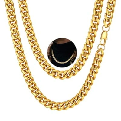 Immagine di PROSTEEL Collana Uomo a Catena Cubana Grande Robusta, Larghezza 6 mm, Lunghezza 60 cm, Acciaio Inossidabile, Cool Swag, Nera Nero (con Confezione)