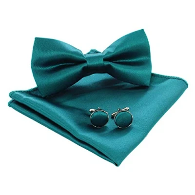 Immagine di JEMYGINS Papillon Uomo Pavone Regolabile in Diversi Colori con Fazzoletto e Gemelli