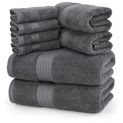 Immagine di Utopia Towels Set di Asciugamani 8 Pezzi 700GSM (Grigio); 2 da Bagno, e 4 Salviette Cotone qualità Hotel, Super Morbida ed Altamente Assorbente