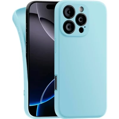 Immagine di MyGadget Cover compatibile con iPhone 16 Pro Custodia Protettiva in Silicone Morbido Case TPU Flessibile Ultra Protezione Antiurto &amp; Antiscivolo Blu Chiaro