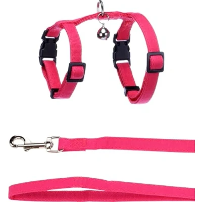 Immagine di Imbracatura con Guinzaglio Flamingo Lomi Fuchsia Per Gattini (Kitten) A: 15 22 cm, B: 20 30 C: 120 cm x 10 mm 2 Morbida, Sicura, Regolabile e Leggera