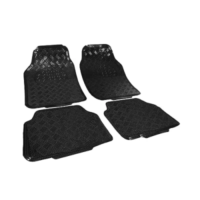 Immagine di WOLTU 7106 Tappetini Auto Universali Tappeto Antiscivolo PVC Simil Alluminio Set 4 Pezzi Nero Lucido