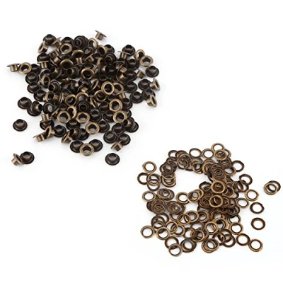 Immagine di Passacavi Occhielli in Ottone, Anticato Kit di Fissaggio, Accessori Craft Pelle con Rondelle per Riparazioni(5mm)