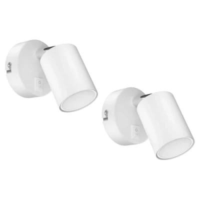 Immagine di ledscom.de 2 spot a parete WAIKA con interruttore bianco opaco GU10 Lampada LED caldo 3 livelli di dimmerazione: max. 500lm cad.