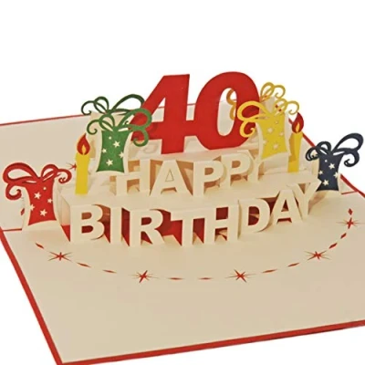 Immagine di Favour Pop Up® biglietto d&#039;auguri 3D per Il 40 compleanno. perfetto un anniversario importante, ideale anche buono regalo o in denaro TA40R