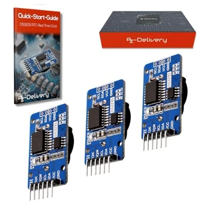 Immagine di AZDelivery 3 x Real Time Clock RTC compatibile con DS3231 E Batteria gratuita inclusa I2C Arduino incluso Book!