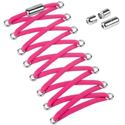 Immagine di Widamin 2 paia di lacci elastici per adulti e bambini, senza legatura con capsule metallo, lunghezza 100 cm, Rosa Rosso X