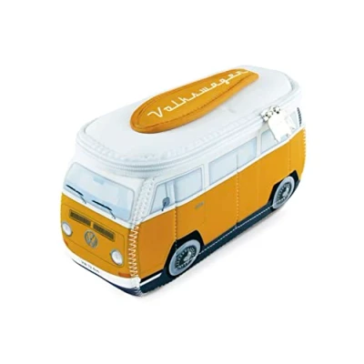 Immagine di BRISA VW Collection Volkswagen beauty case da viaggio in Neoprene trousse trucchi, porta oggetti con manico, Camper Bus T2 design (Arancione/Piccolo)