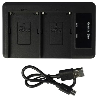 Immagine di vhbw caricatore duale compatibile con Sony DCR TRV6E, TRV7, TRV620K, TRV70 camera camcorder Stazione di carica, cavo micro USB