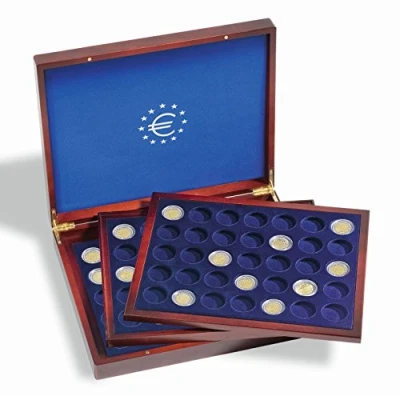 Immagine di Leuchtturm 303369 Cassetta per 105 Monete Commemorative e da Collezione 2 Euro in Capsule con 3 Inserti