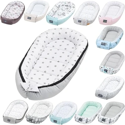 Immagine di Bellochi Riduttore Lettino per Neonato, Culla Antisoffoco, Cotone Cuscino Riduttore, Cocoon a Baby, Baby Nest 90 x 60 cm Nunki Star