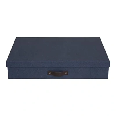 Immagine di Bigso Box of Sweden portadocumenti scrivania per fogli formato A3 ufficio con coperchio e maniglia Organizer in fibra di legno carta blu