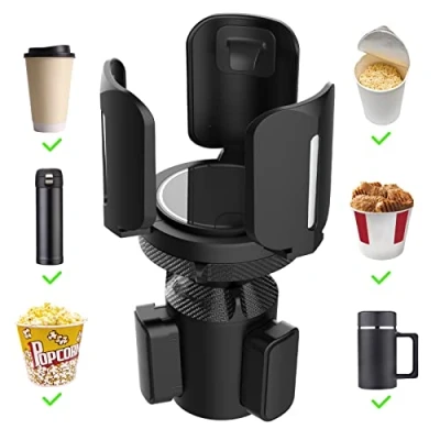 Immagine di IULONEE Portabicchieri per Auto Multifunzionale Supporto Tazze Expander Car Cup Holder con Regolabile Base Portabevande Accessori Flacone Drink Nero