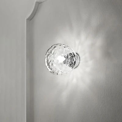 Immagine di PERENZ Lampada da Parete con stuttura Cromo lucido Applique Diffusore in Vetro trasparente diametro 21 cm Lampadina 1xE27 max. 60W non inclusa