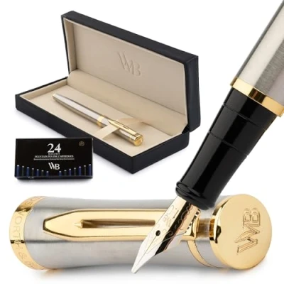 Immagine di Silver with black section Gold 24 Pack Ink Slim Box Broad Nib