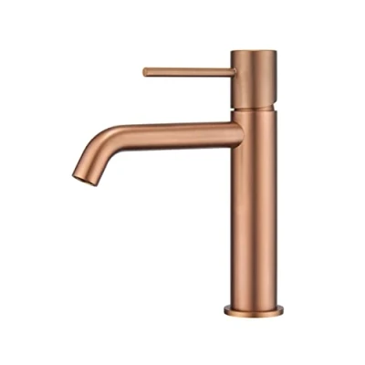 Immagine di MICE Rubinetto monocomando per lavabo in ottone 2 vie acqua fredda/calda Rubinetteria da bagno colore nero opaco (oro rosa spazzolato)