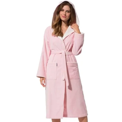 Immagine di Morgenstern Accappatoio Donna con Cappuccio Vestaglia da Bagno Lunga in Cotone, Rosa, M
