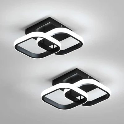 Immagine di Comely 2 Pacchi Plafoniere a LED Moderne, 24W 2700LM Lampada da Soffitto Piccola Quadrata per Cucina, Camera Letto Corridoio, Luce Bianca 6500K, Nero, 24cm