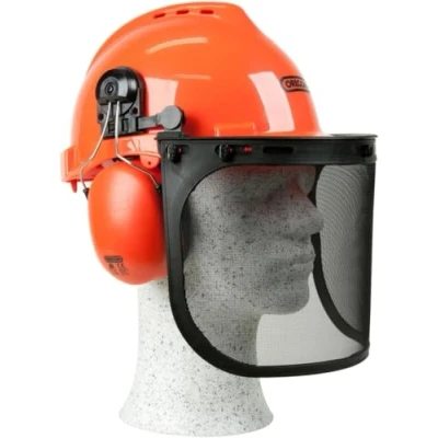 Immagine di Oregon Yukon Casco di Sicurezza con Cuffie Antirumore e Visiera in Rete, Ideale per Lavori Motosega Decespugliatore
