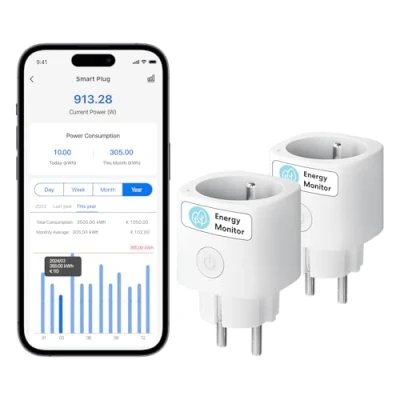 Immagine di Meross presa collegata (tipo E), WiFi mini compatibile con Alexa, Google Home e SmartThings, 16 A misurazione del consumo energetico per pannello solare fotovoltaico