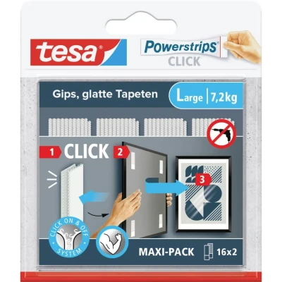 Immagine di tesa Powerstrips CLICK Grande 16x 2 pezzi (L x L) 85 mm 20 Contenuto: 16 Paio/a