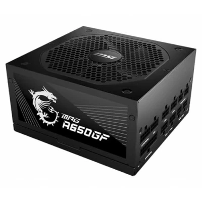 Immagine di MSI MPG A650GF Alimentatore 650W 80 Plus Gold, Completamente modulare ATX, Supporta 2 x 6+2 GPU, Condensatori Giapponesi 105C Cavi piatti neri 10 anni di garanzia