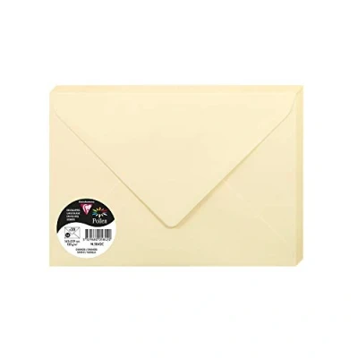 Immagine di Clairefontaine 5842C Pacco da 20 Buste gommate Formato C5 16,2x22,9cm 120g/m² Colore camoscio Inviti Eventi e Corrispondenza Gamma Pollen Carta Premium Liscia