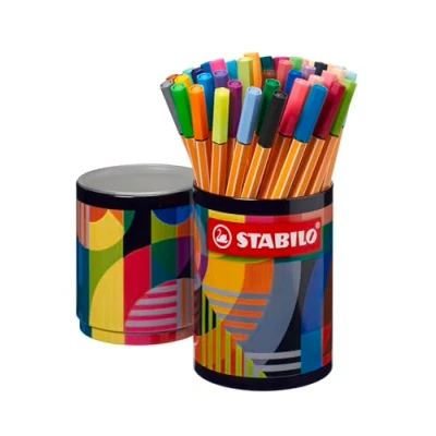 Immagine di Fineliner STABILO point 88 ARTY Portapenne in metallo con 45 colori assortiti