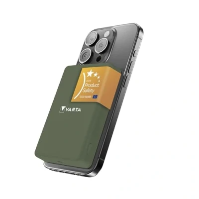 Immagine di VARTA Power Bank 5.000mAh, powerbank magnetico, Mag Pro on Demand, caricabatterie portatile con USB C, compatibile MagSafe e Qi Standard (per compatibilità iPhone Android), verde