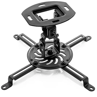 Immagine di deleyCON Supporto da Soffitto Universale per Proiettore Inclinabile + 15 Ruotabile di 360 Portata max. 13,5kg Gestione Cavi Integrata Nero