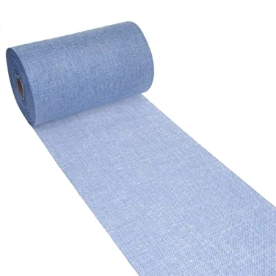 Immagine di DEKO AS Shabby Chic Runner da tavolo, in poliestere inodore, 30 cm x 5 m, colore: Azzurro