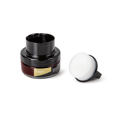 Immagine di Kaps Crema per la Cura delle Scarpe con Spugna Applicatore, Intensiva e Nutrimento Pelle, Delicate, 70 Colori (110 Marrone)