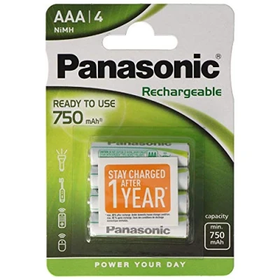 Immagine di Panasonic Ready to Use Batterie Ricaricabili Ministilo AAA, 750 mAh, Blister 4, Argento