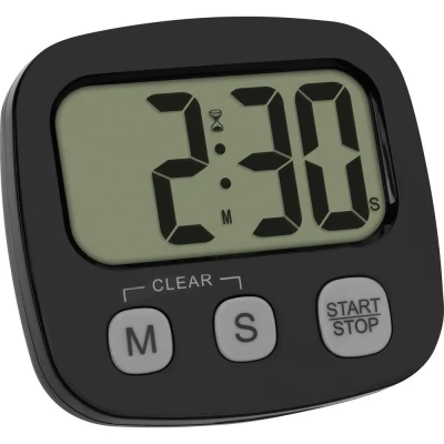 Immagine di TFA Dostmann timer digitale 38.2057.01 con cronometro e ora, magnetico, grande display, da cucina, sportivo, nero