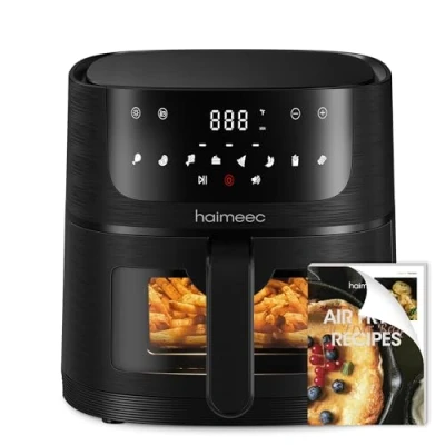 Immagine di HAIMEEC Friggitrice ad aria 6L, 8 preimpostazioni air fryer, Funzione Shake e Grill, Temperatura timer regolabili, Schermo Tattile Digitale, 78 Ricette, Componenti Antiaderenti, Facile da Pulire