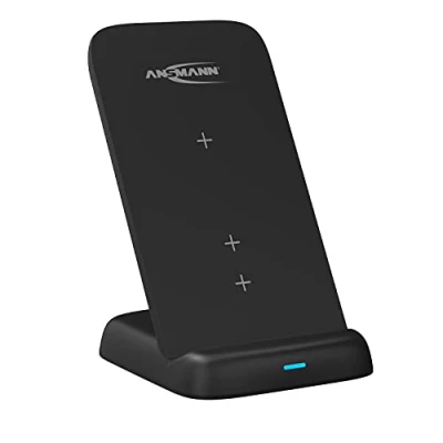 Immagine di ANSMANN Caricabatterie Wireless da 15 W, certificato Qi Charger, 3 bobine di ricarica (verticale, orizzontale, cuffie), funzione rapida per Samsung Galaxy S21/S20, Apple iPhone
