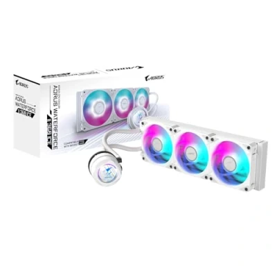 Immagine di Gigabyte AORUS WATERFORCE II 360 ICE AIO Liquid CPU Cooler Ventole ARGB 3x120mm meccanismo di bloccaggio scorrevole DAISY CHAIN compatibile con Intel LGA 1700 e AMD AM5