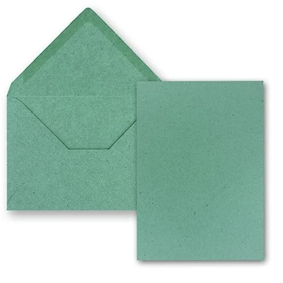 Immagine di Set di 25 biglietti con busta, formato DIN A5, 14,8 x 21 cm, carta kraft eucalipto buste, C5, 15,7 22,5 incollaggio a umido