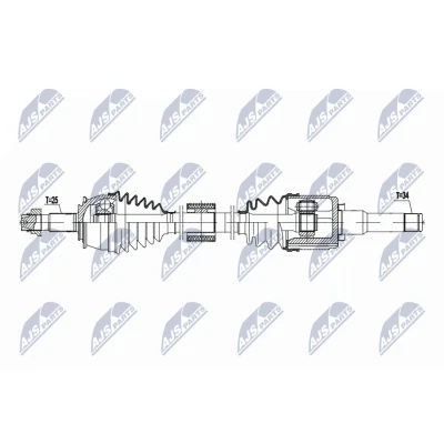 Immagine di NTY NPW PL 151 Albero motore / Semiasse Assale anteriore Sx 648mm Trasmissione automatica OPEL: Mokka X