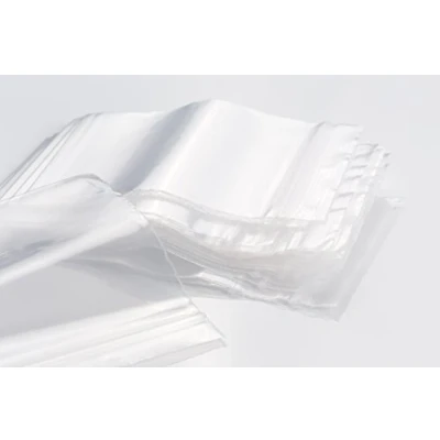 Immagine di Bustine trasparenti con zip, confezione da 100, spessore 50 micron, misure a scelta (70mm x 100mm)