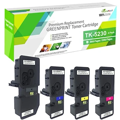 Immagine di GREENPRINT TK5230 TK 5230 Cartuccia Toner Compatibile 2600 Pagine per Nero &amp; 2200 C M Y Kyocera ECOSYS M5521 M5521cdn M5521cdw P5021 P5021cdn P5021cdw Stampanti (4 Colori)