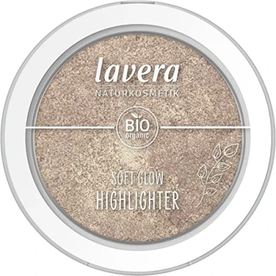 Immagine di lavera Soft Glow Highlighter Ethereal Light 02 Nude Olio di mandorle biologico E vitamina Vegano luccicante Texture vellutata (1 x 5,5 g)
