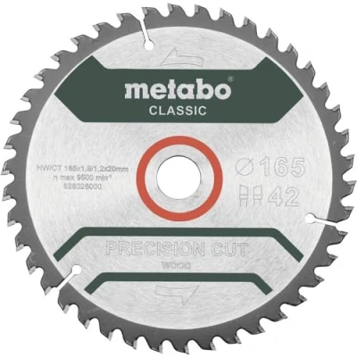 Immagine di Metabo Precision cut Wood Classic 165X20 Z42 WZ 5 628026000 Lama circolare in metallo duro 165 x 20 1.2 mm Numero di denti: 42 1 pz.